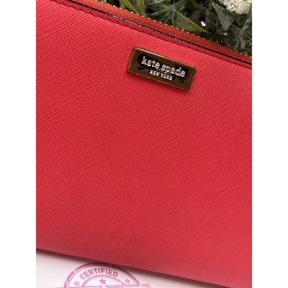 Kate Spade Authenticated New York Laurel Way Neda Accordion Zip Wallet Red Chili - Picture 12 of 12